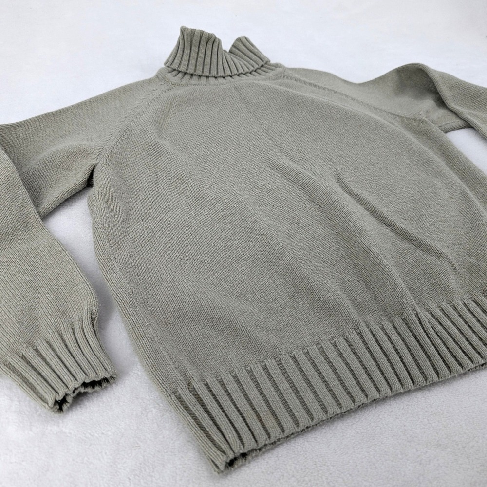Jeanne Pierre Turtleneck Sweater Cotton Knit Raglan Sage XL